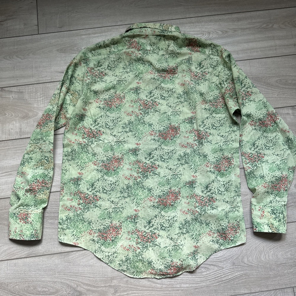 VTG 70's Montgomery Ward Long Sleeve Button Up Shirt Green Hipster Festival - Picture 8 of 16